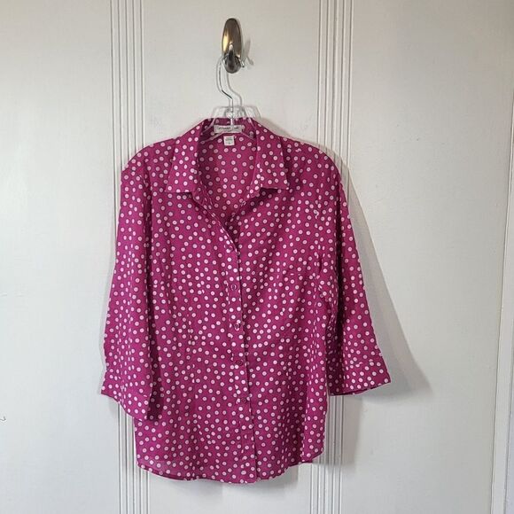 Coldwater Creek Pink & White Polka Dot Blouse - Picture 1 of 8